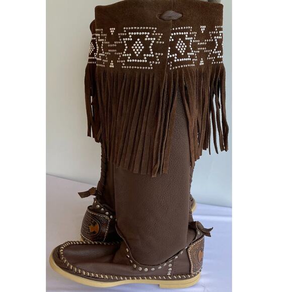 Hector Riccione slouchy moccasin style tall leather boots sz 7 - Picture 5 of 10
